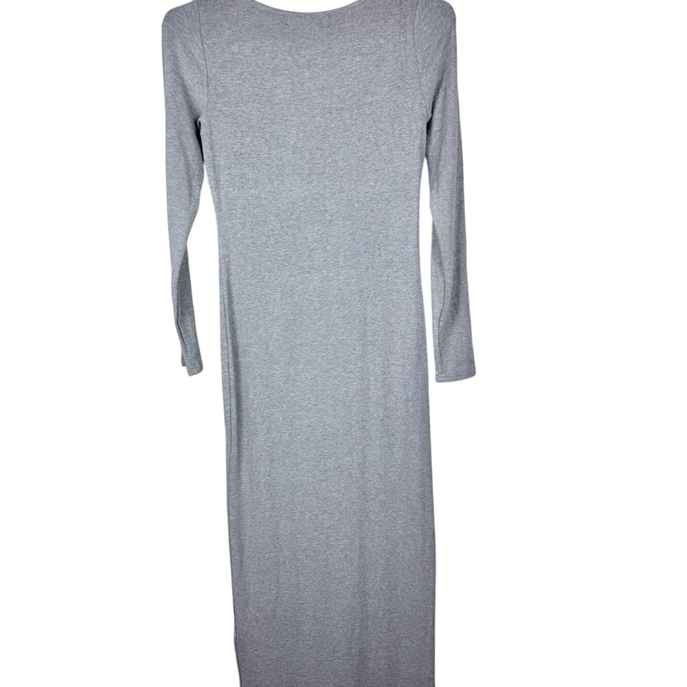 Elodie Long Sleeve Bodycon Scoop Neck Maxi Dress in Gray Soft & Flowy Size M - Picture 3 of 6